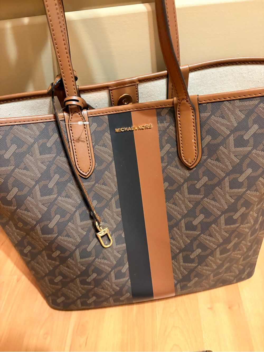 NWT Michael Kors Eliza Large East West Open Tote Bag - Brown/ Luggage - Picture 3 of 16